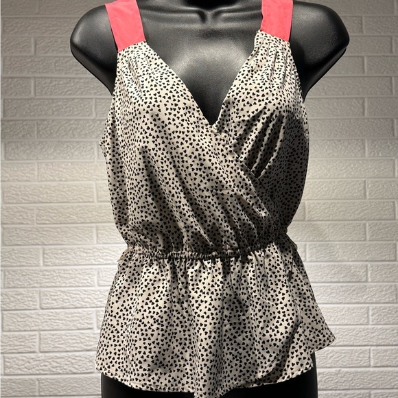 Candie's Black and White Sleeveless Wrap Blouse - Picture 1 of 3